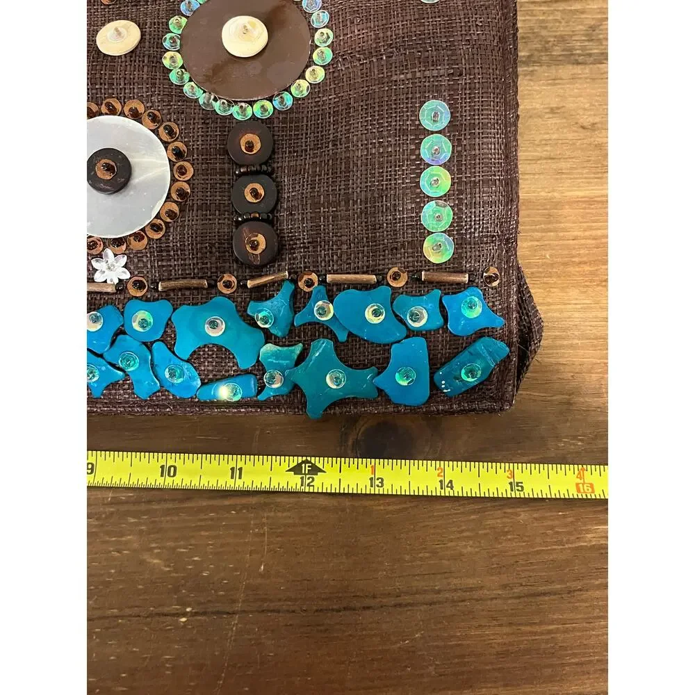 Artsy Boho Embellished Top Handle Bag Unique Indie Festival Statement Purse - Picture 15 of 15